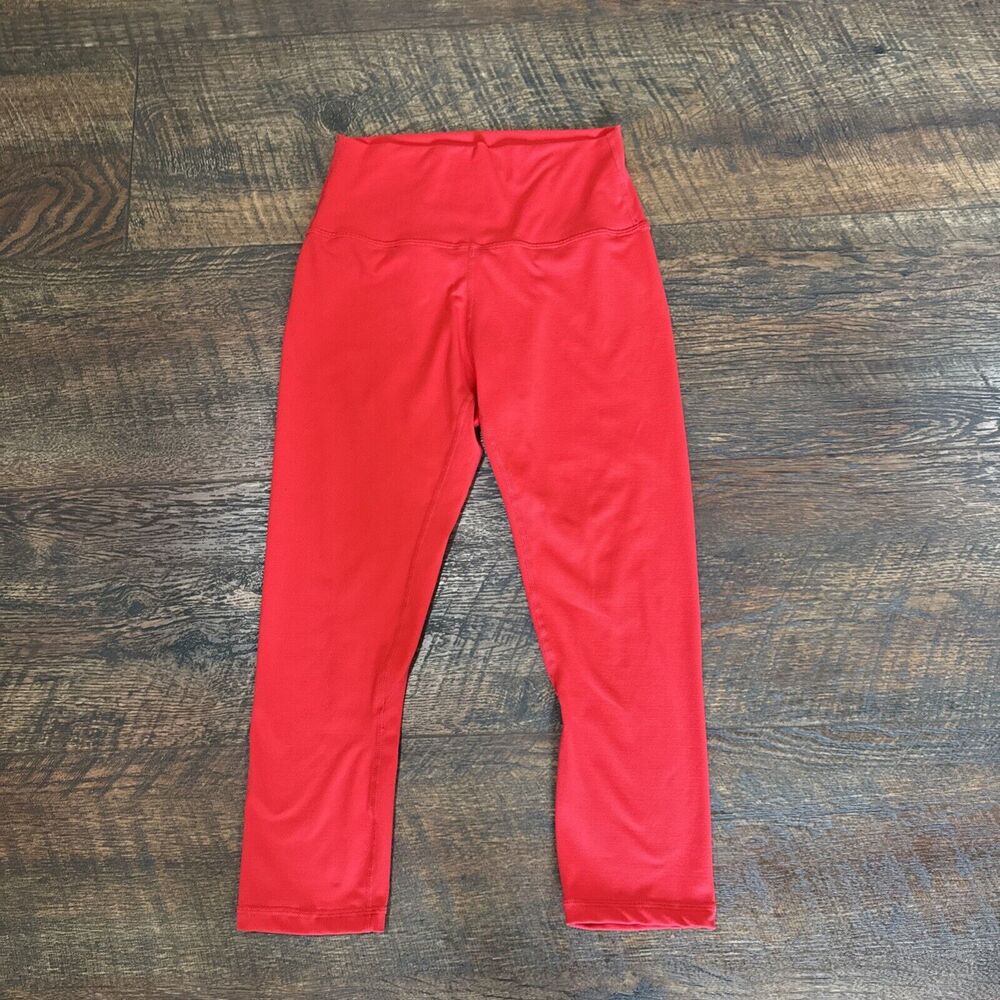 Zyia Active Leggings Cherry Red High Waisted Stretch Seamless Ankle Size 6-8